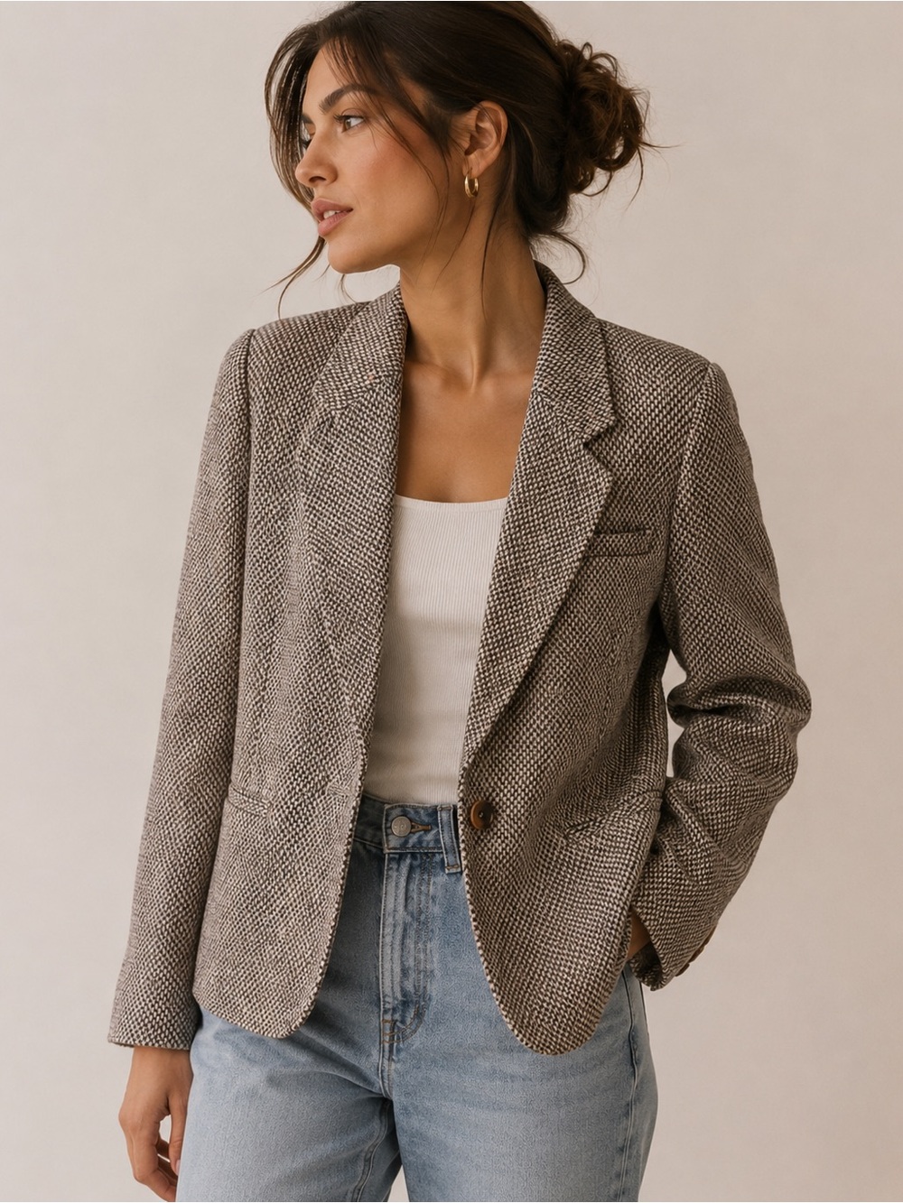 Vintage Silver Unicorn Wool Tweed Blazer
